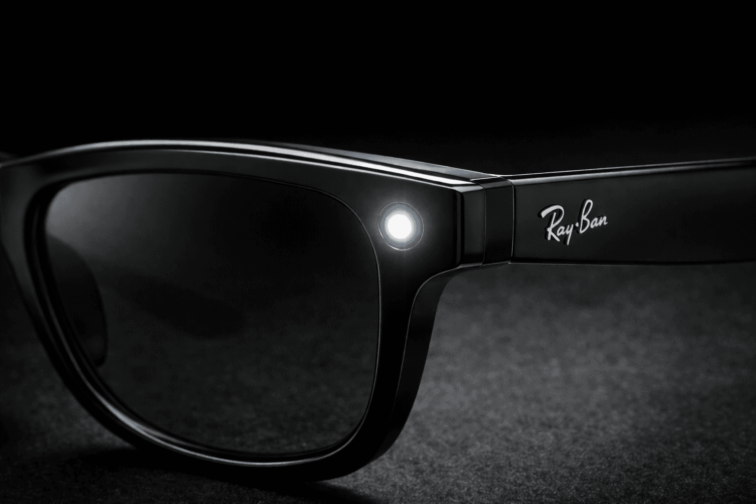 Meta Ray-Ban smart glasses with LED indicator glowing